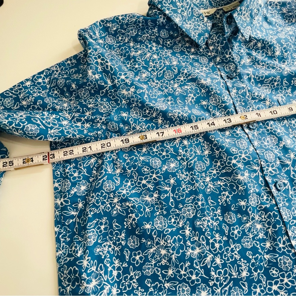 Orvis Women’s Blue Floral Print Long Sleeve Button Down Top Shirt Size 16 NWOT - Picture 6 of 14